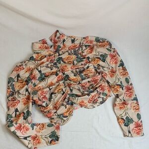 Cottagecore PrettyLittleThing Ruched Cropped Floral Romantic Feminine Boho Top 8